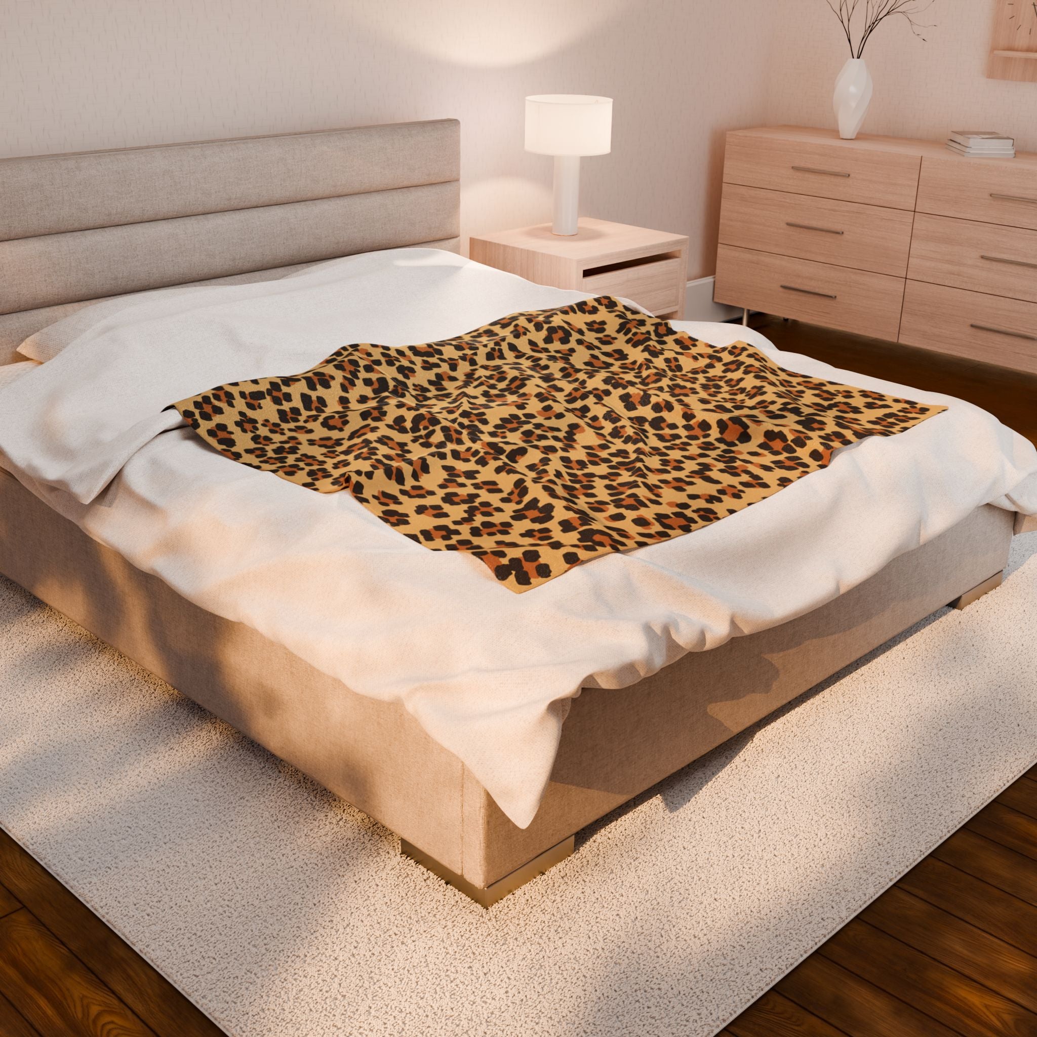 Cozy Leopard Print Velveteen Blanket for Snuggling and Home Decor